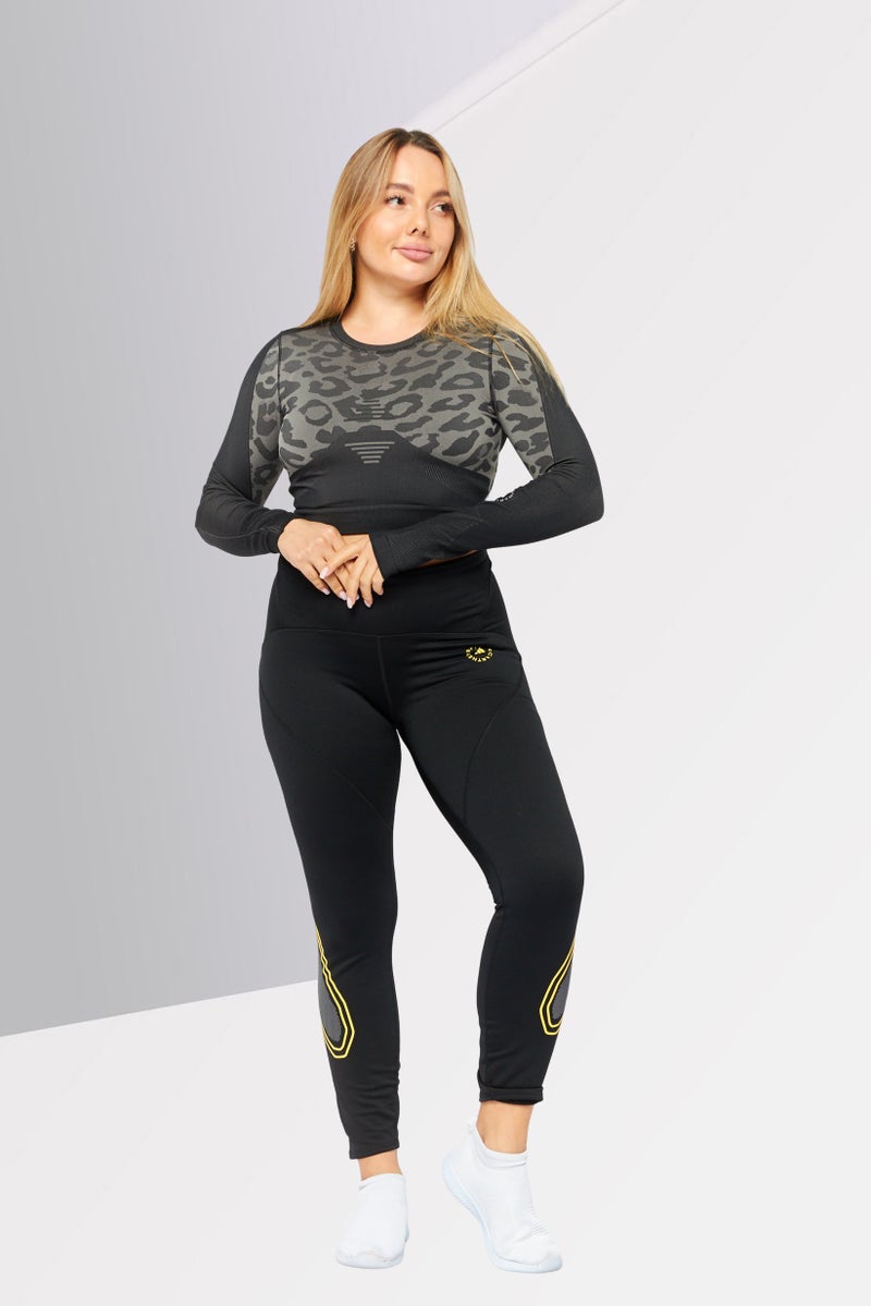 Adidas by Stella McCartney Women Sportswear Fit Long Sleeve Outdoor Seamless Crop Top, Black - Image 2